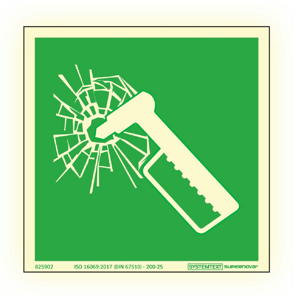Nöd- och utrymningsskylt "Nödhammare" Supernova® Aluminium