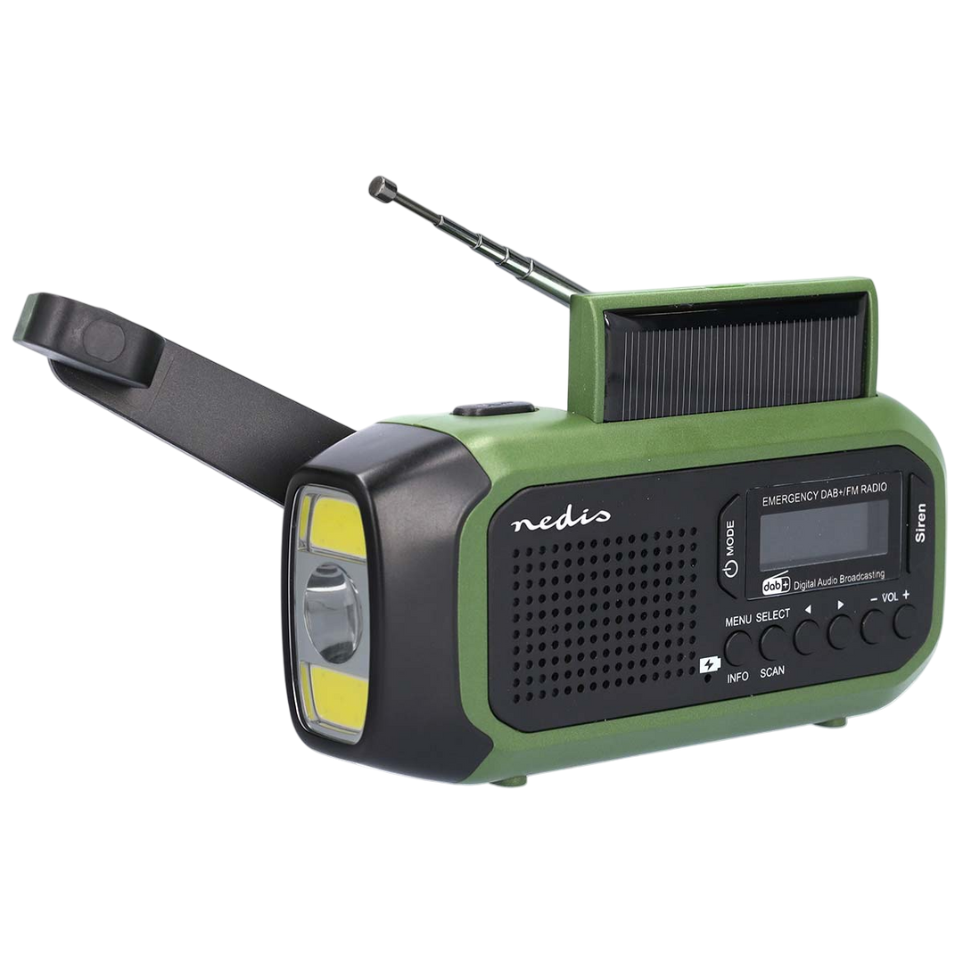 Nödradio FM/AM/DAB med vev, solarpanel och Powerbank