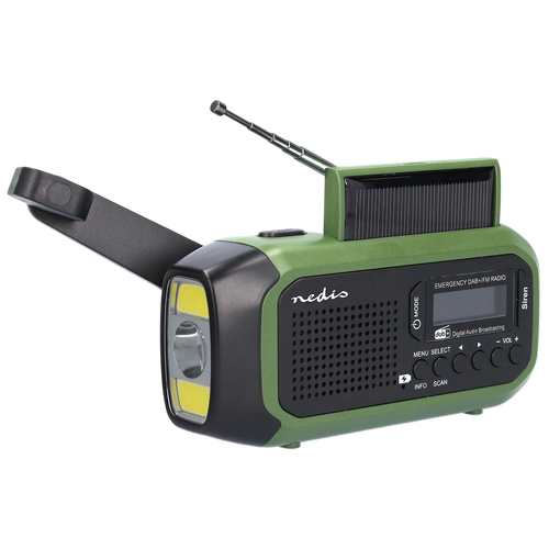 Nödradio FM/AM/DAB med vev, solarpanel och Powerbank