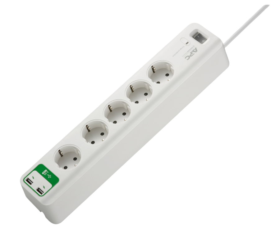 Överspänningsskydd APC Schneider 24.000 A med 5 uttag och 2 USB – St George