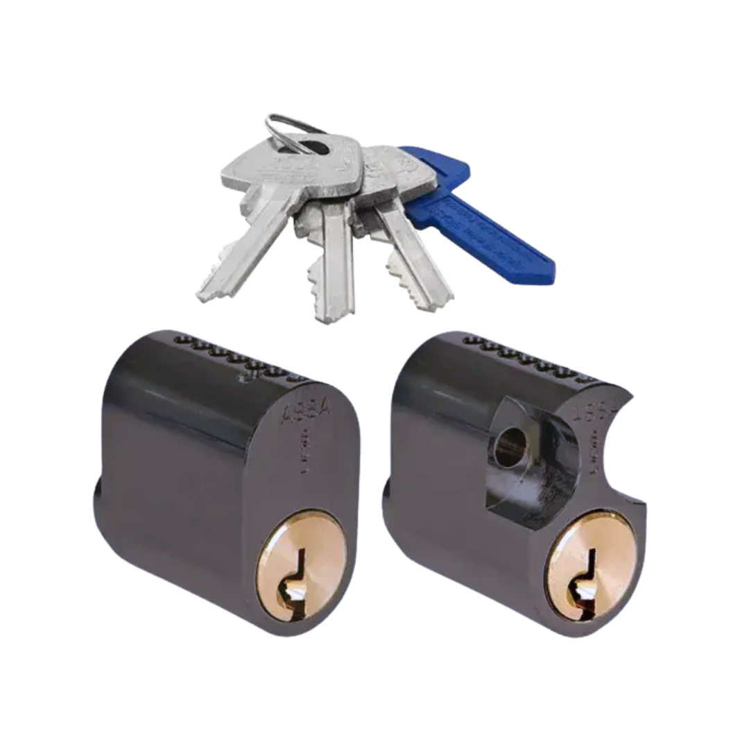 Oval dubbelcylinder ASSA d12 1202 för ut- och insidan - Mattsvart Mirus 