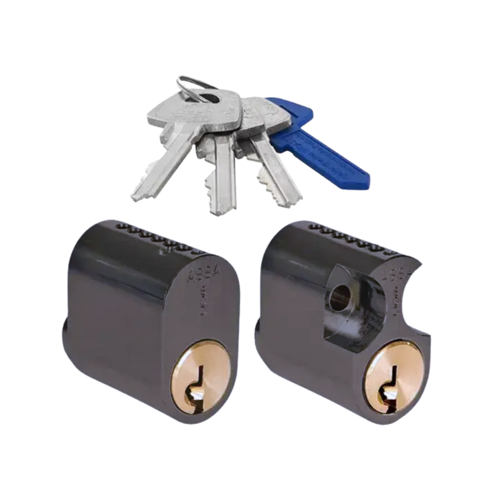 Oval dubbelcylinder ASSA d12 1202 för ut- och insidan - Mattsvart Mirus 