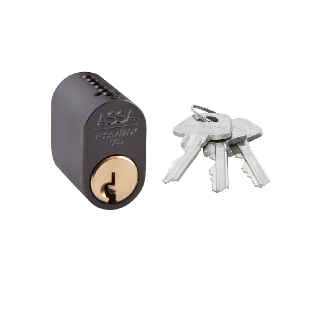 Oval enkelcylinder ASSA Basic 1301 utan kopieringsskydd - Mirus Mattsvart