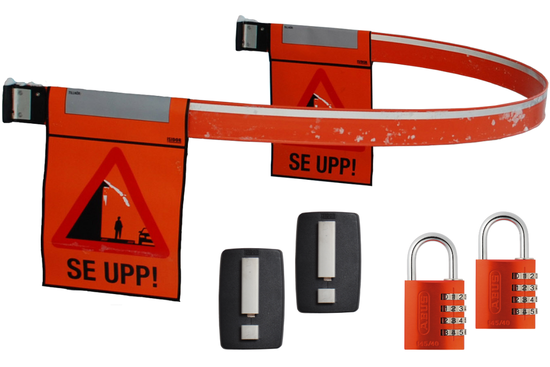 Varningssystem Isidor "Snö och is" med lång bom till fastighetsägare