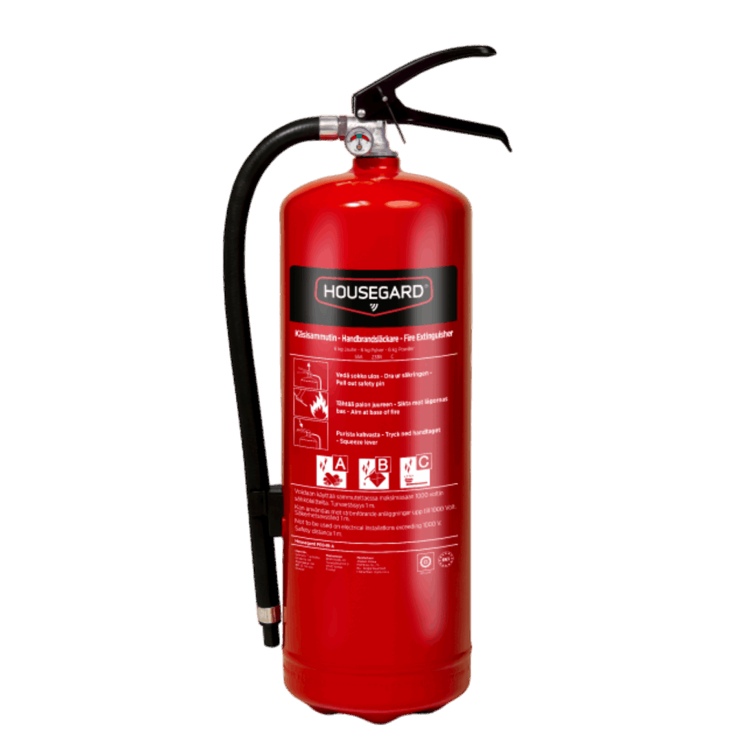Pulversläckare 6 kg 55A 233B C Housegard Röd