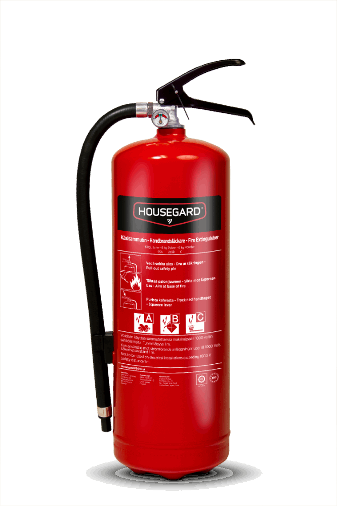 Pulversläckare 6 kg 55A 233B C Housegard Röd