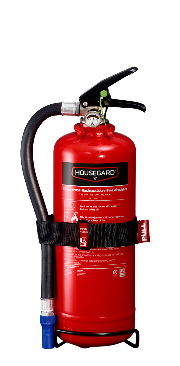 Pulversläckare 2 kg Housegard  13A 89B C Design Edition Röd