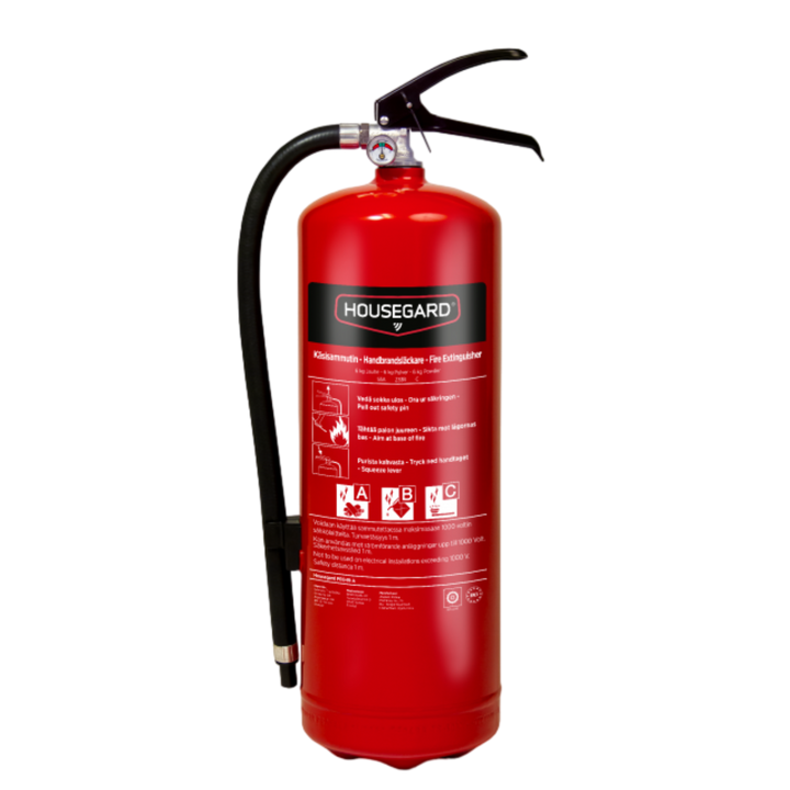 Pulversläckare 6 kg 55A 233B C Housegard Röd