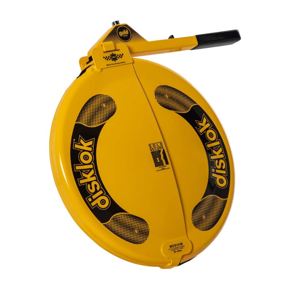 Rattlås Disklok Yellow M till mindre husbilar och transportbilar