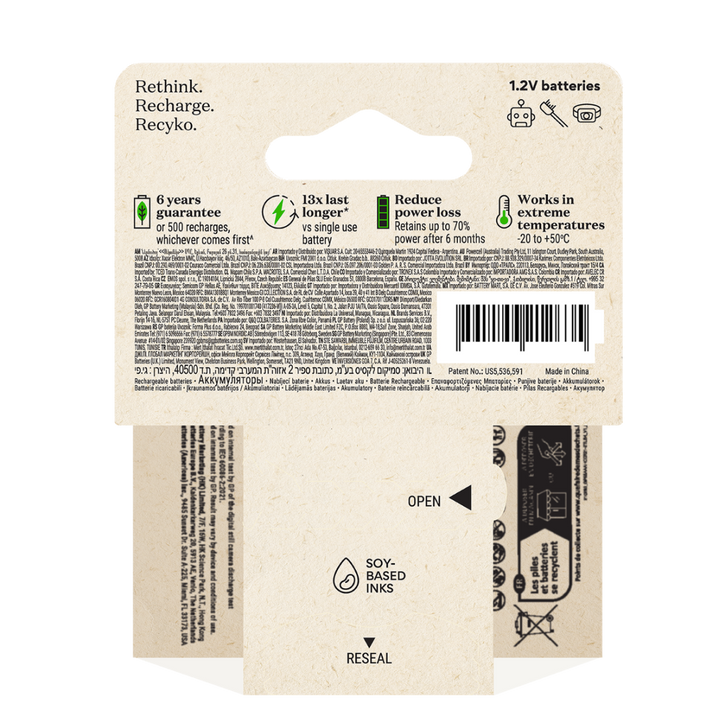 Uppladdningsbart batteri GP ReCyko AAA med 950 mAh - 4-pack