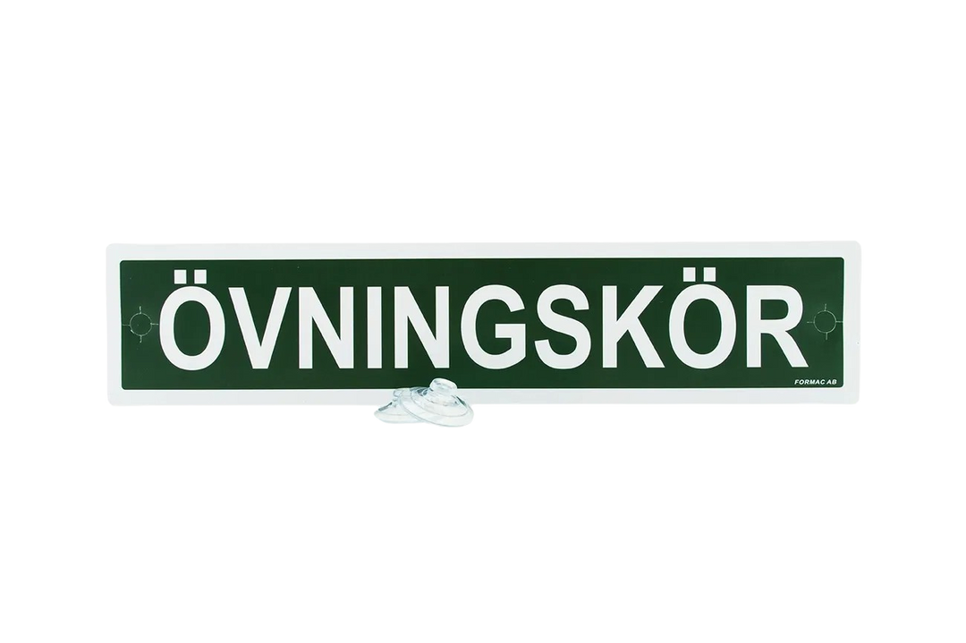 Skylt övningskör med sugpropp