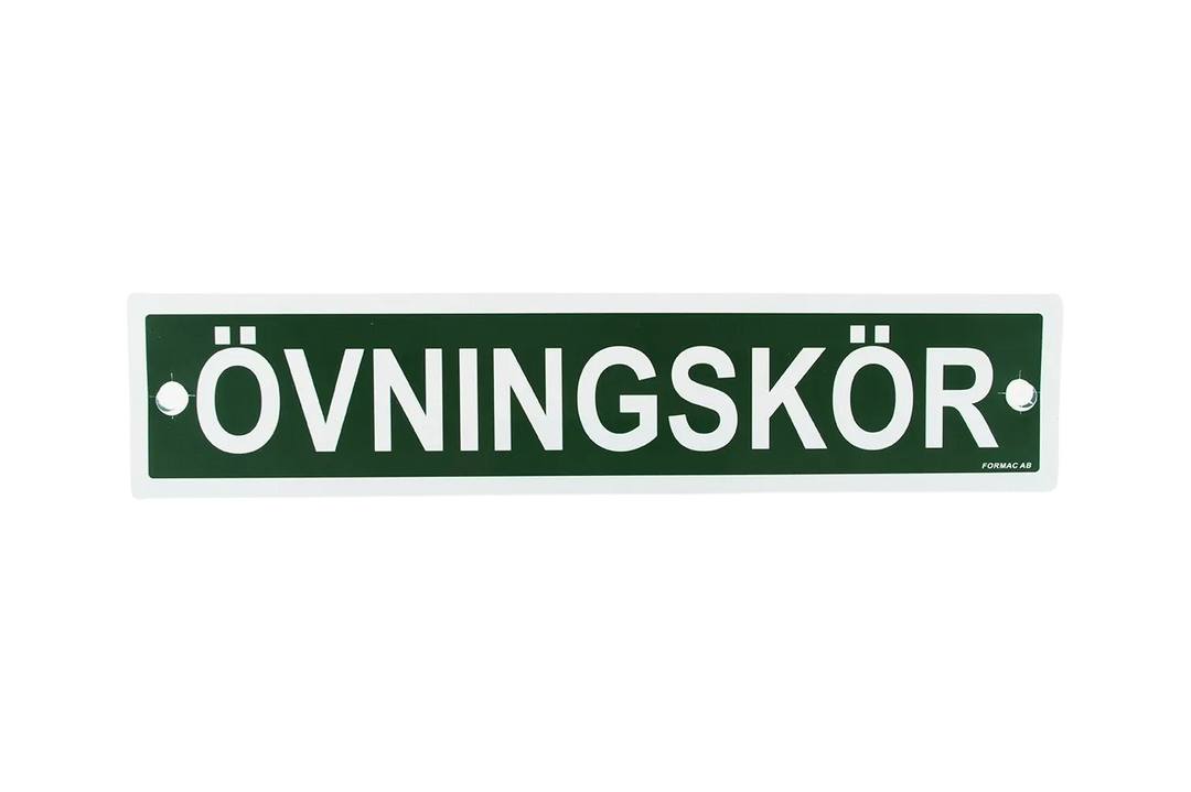 Skylt övningskör med sugpropp fram