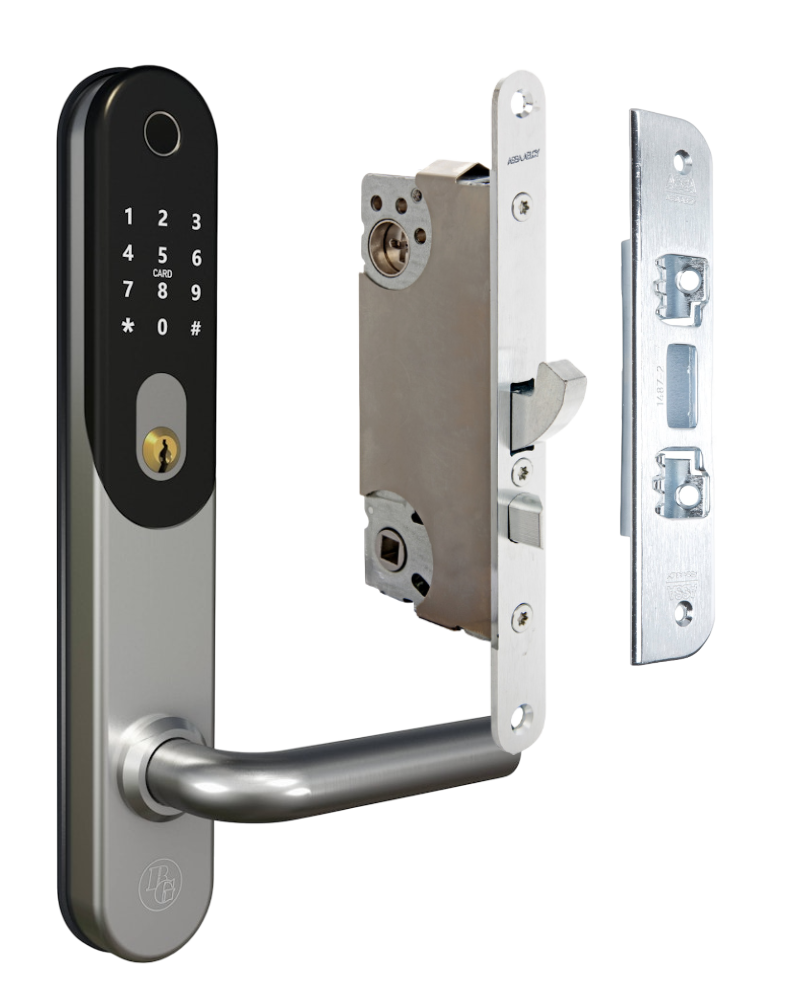 Komplett smart digitalt dörrlåspaket BG 5000 Silver med manuell regling