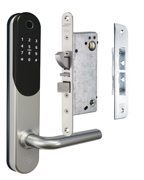Komplett smart digitalt dörrlåspaket BG 5000 Silver med automatisk regling