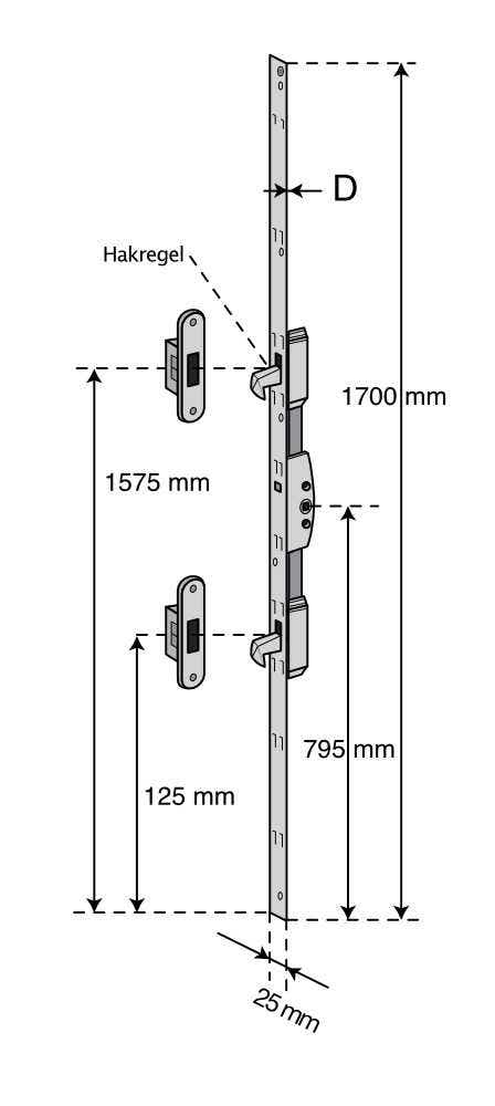 Spanjolett till Yale Doorman MPL L3S - 1700 mm – bild 2 – St George