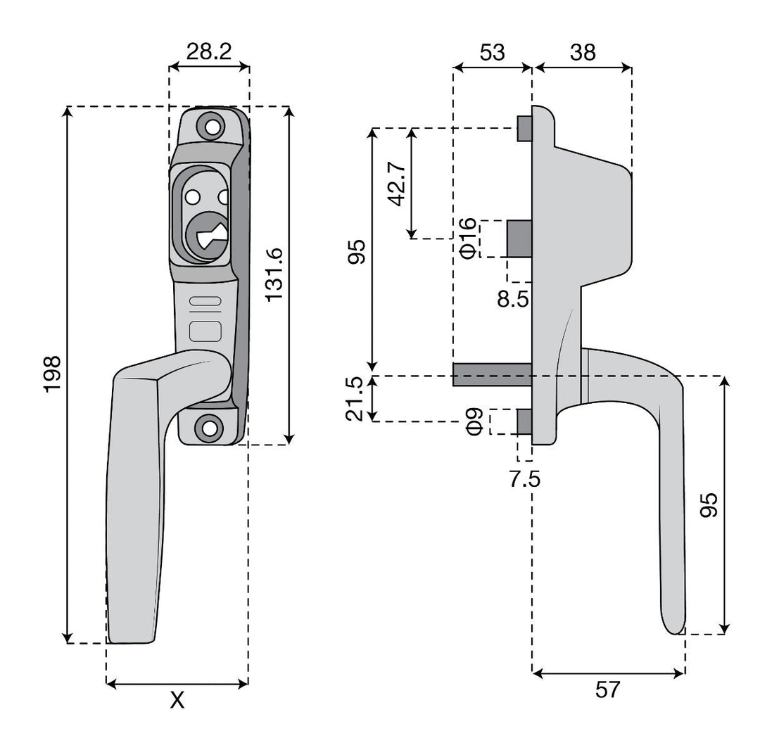 Låsbart handtag ASSA 8350-S till fönster, balkong- och altandörr – bild 2 – St George