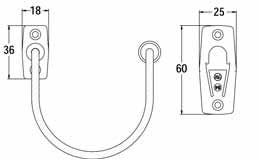 Godkänd barnskyddande säkerhetsvajer för fönster och fönsterdörr ASSA 184 - Teknisk ritning med mått