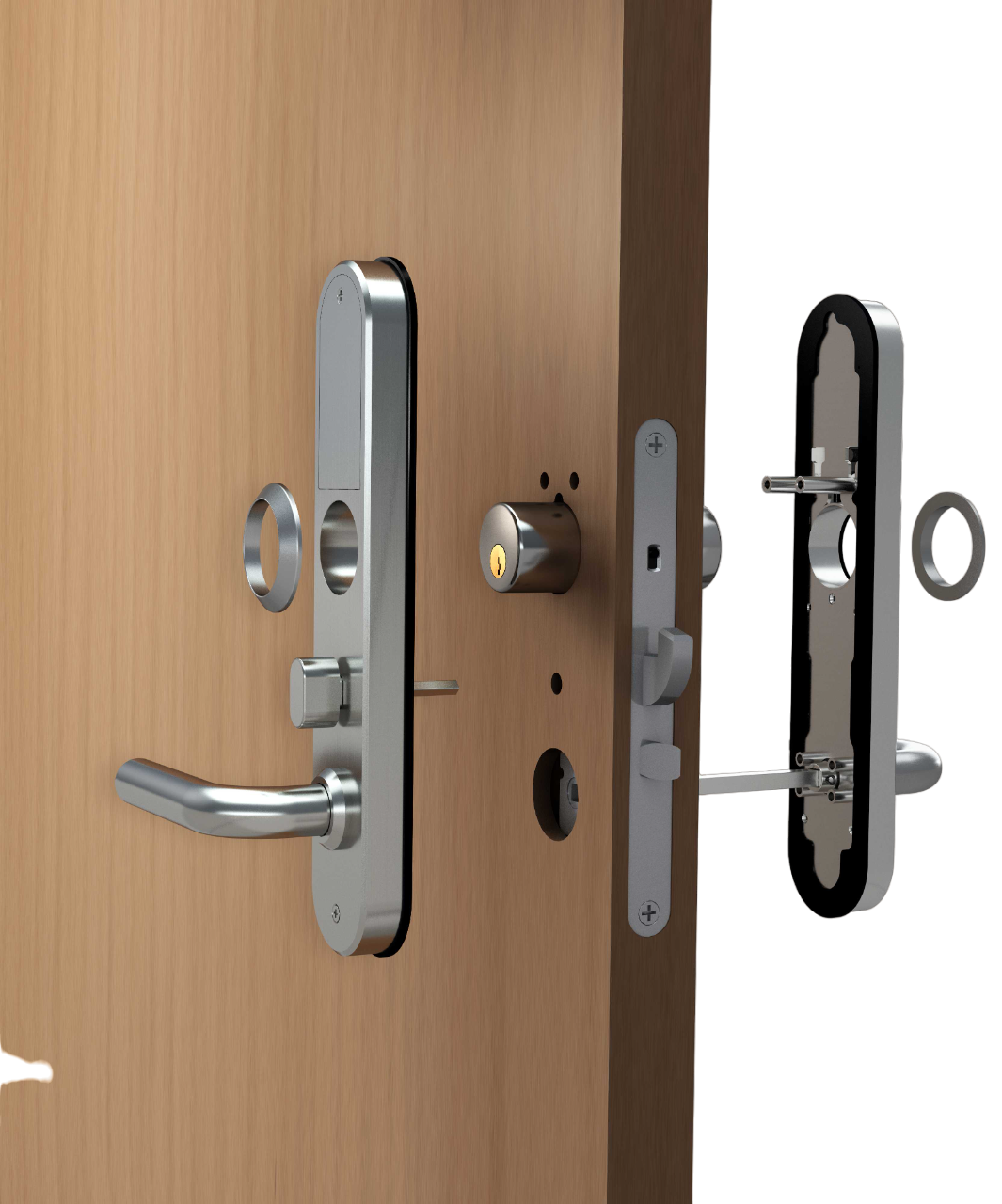 Smart digitalt lås BG 4000 Nordic+ Sprängskiss med dörr