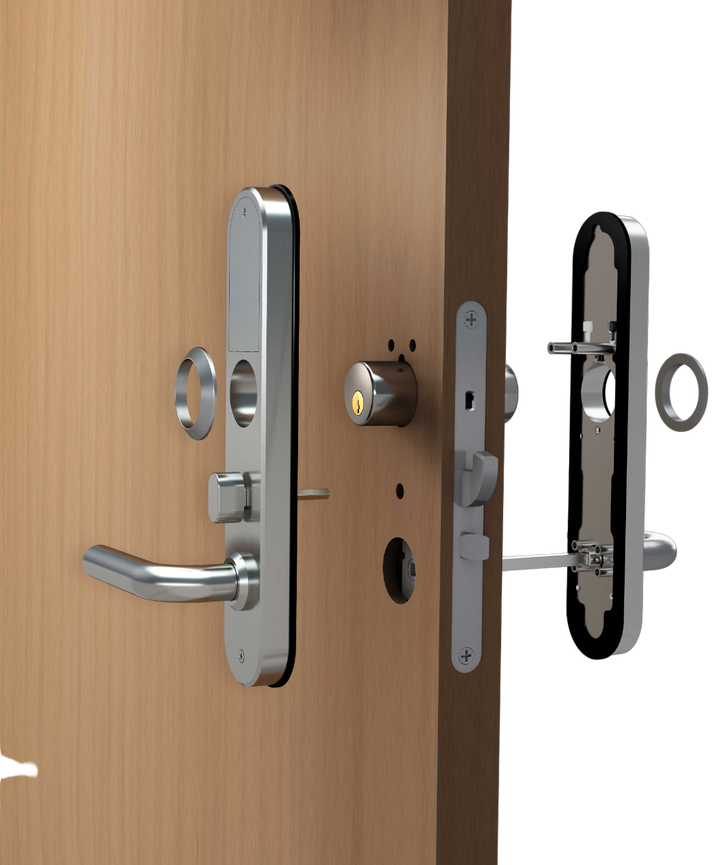 Smart digitalt lås BG 4000 Nordic+ Sprängskiss med dörr