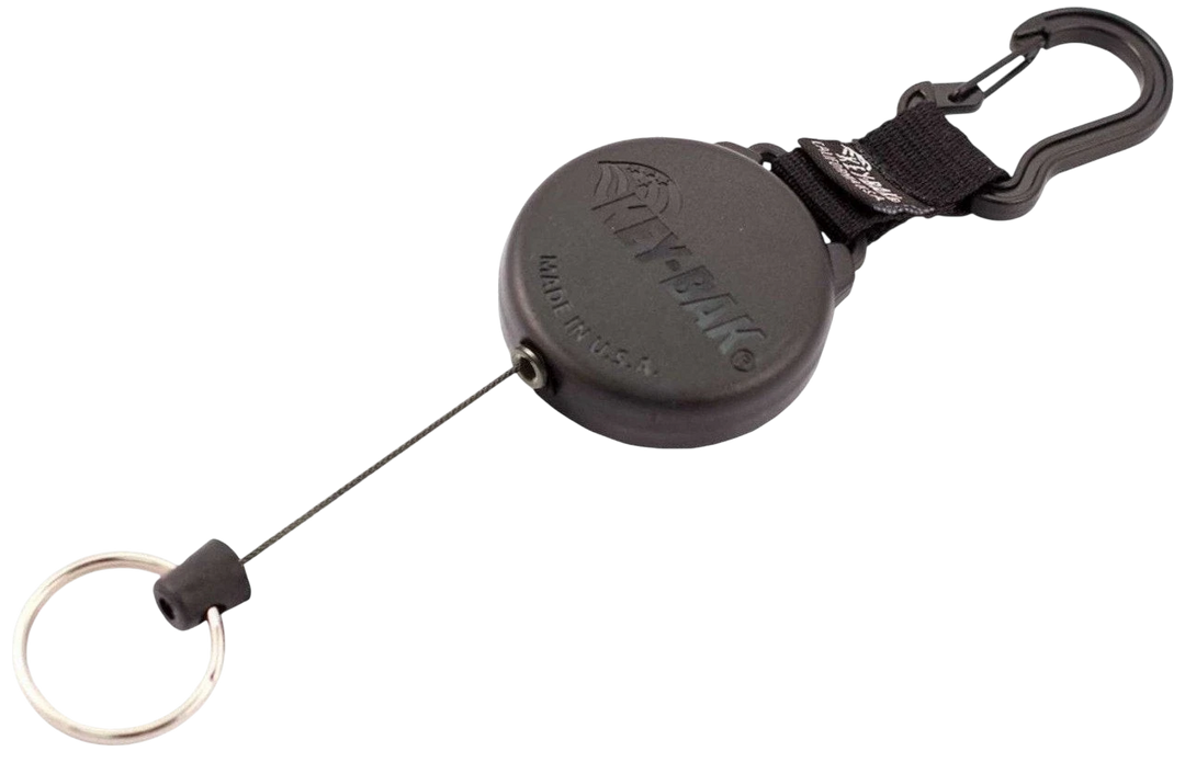 St George Security Store Key-Bak 488 schwarzer Schlüsselhalter mit Kevlar-Schnur und Karabiner aus Zinklegierung