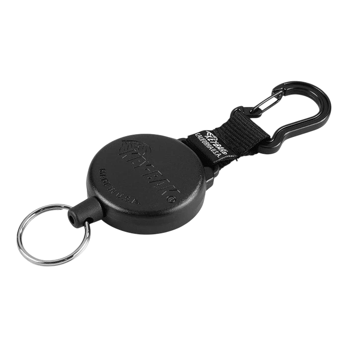 St George Security Store Key-Bak 488 schwarzer Schlüsselhalter mit Kevlar-Schnur und robuster Karabinerhaken-Befestigung
