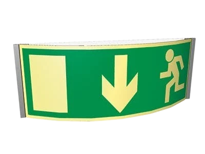 St George Security Store gewölbte Wandhalterung für grüne Notausgangsschilder mit seitlichen Führungsschienen