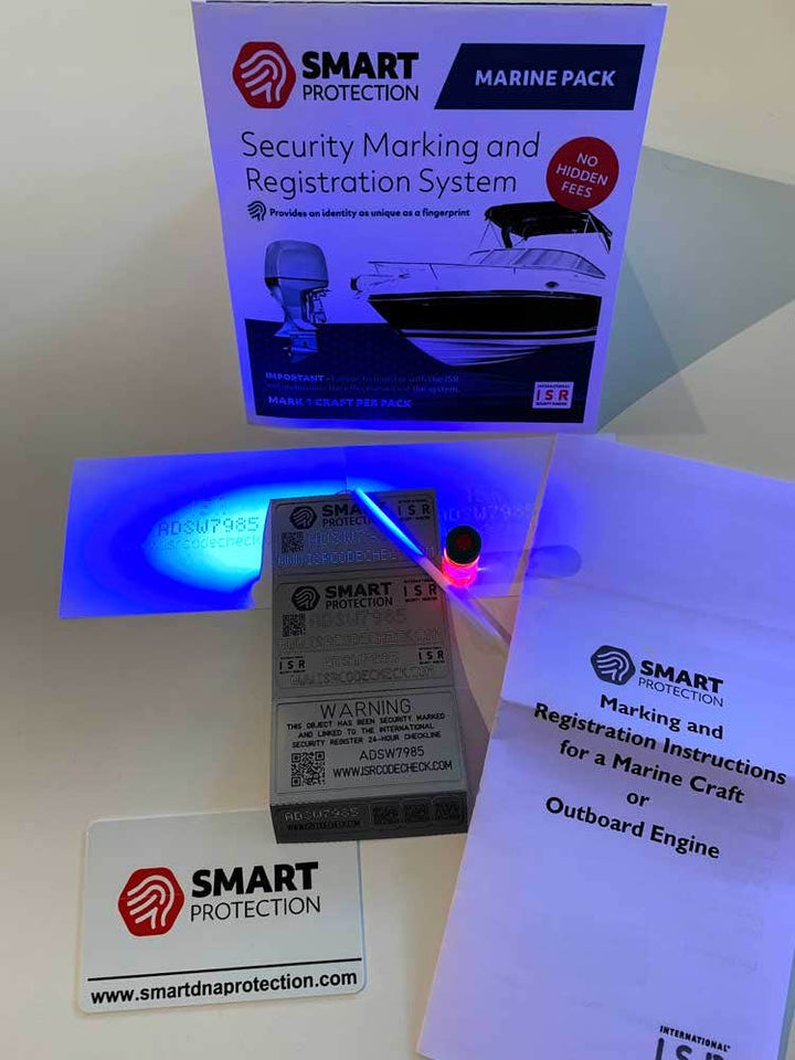 Stöldskyddsmärkning Smart Protection ISR till båtar och båtmotorer
