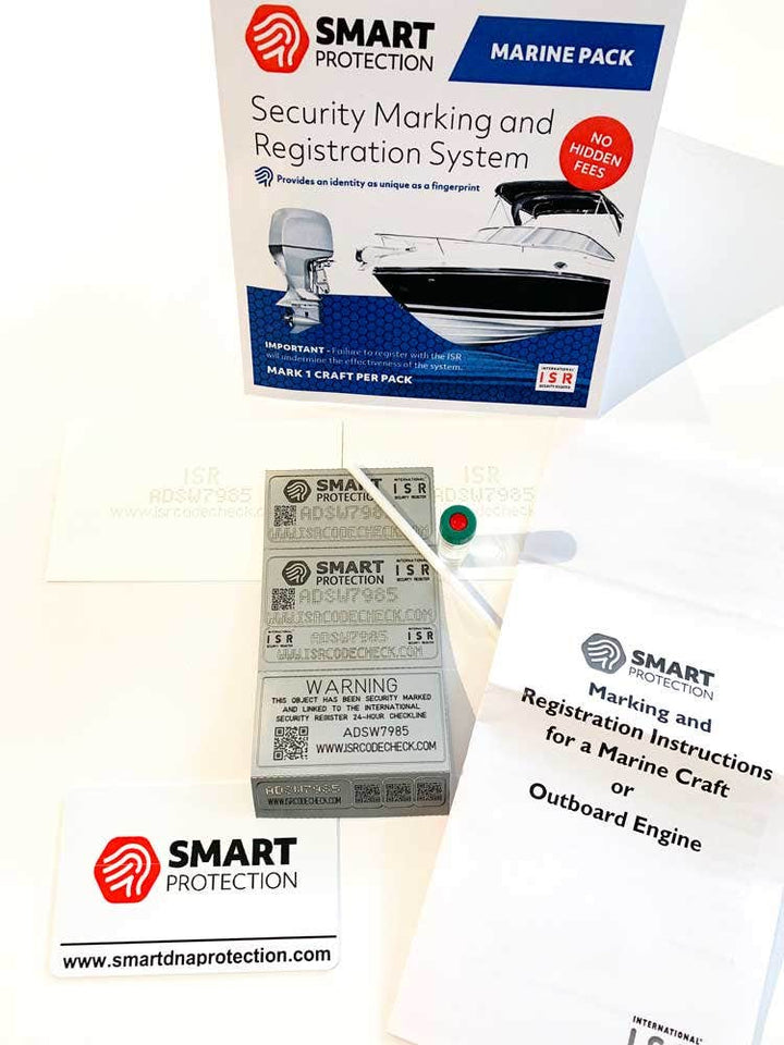 Stöldskyddsmärkning Smart Protection ISR till båtar och båtmotorer - Paketinnehåll