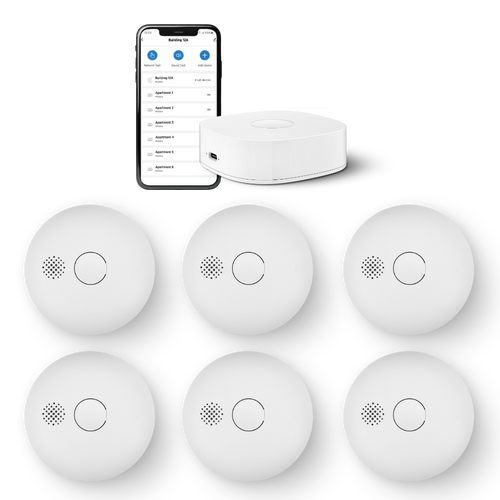 Startpaket Housegard Luma med 6 brandvarnare och hubb