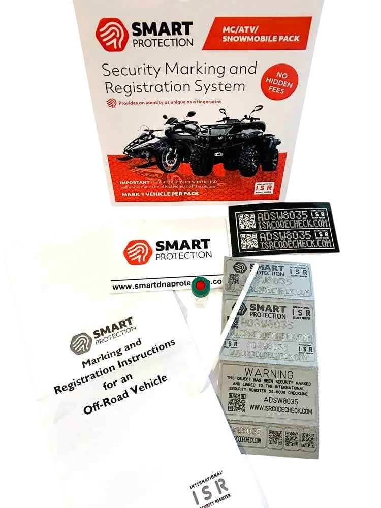 Stöldskyddsmärkning Smart Protection ISR till Moped, MC, ATV och skoter – St George