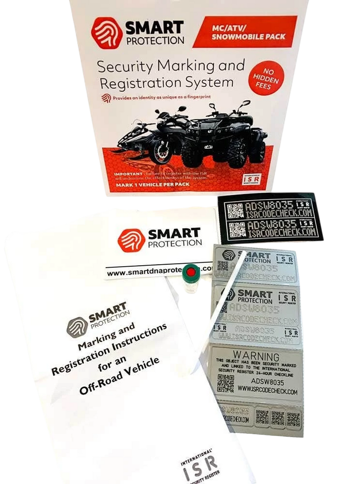 Stöldskyddsmärkning Smart Protection ISR till Moped, MC, ATV och skoter – St George