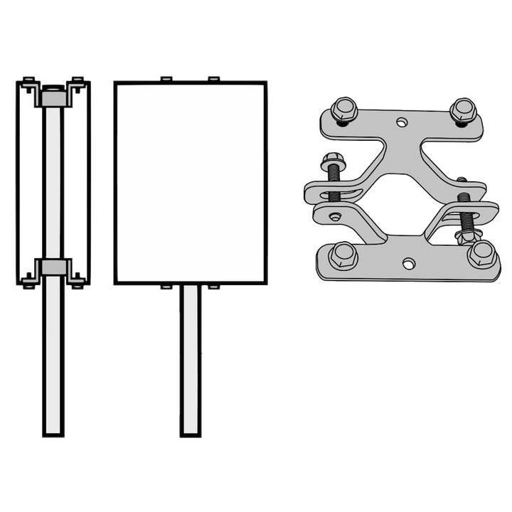 Stolpfäste dubbel för kantbockade skyltar