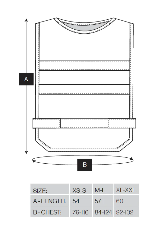Storleksguide till reflexväst Bookman