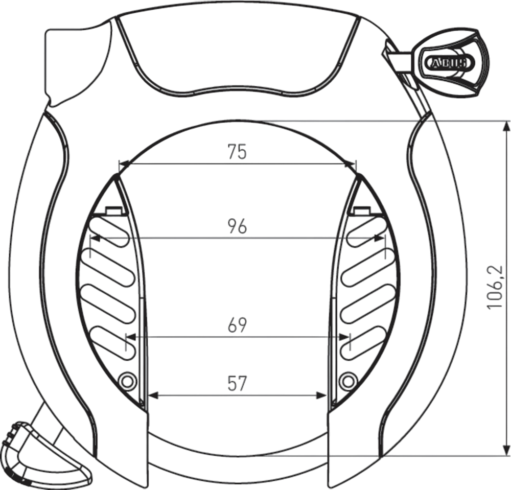 Mått - Cykellås ABUS X-Plus Pro Shield 5955 NR black