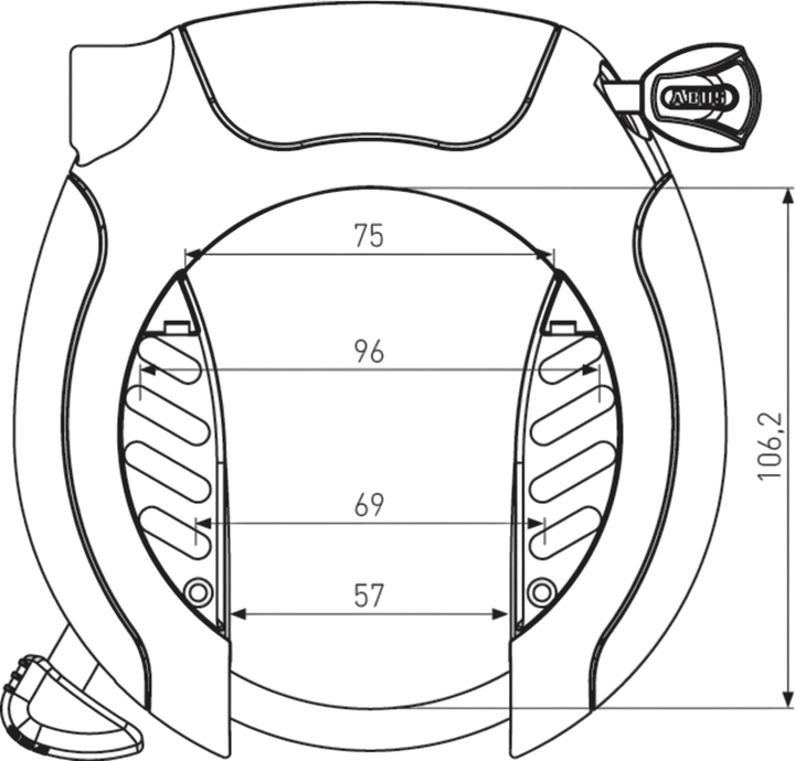 Mått - Cykellås ABUS X-Plus Pro Shield 5955 NR black