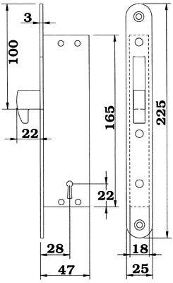 Godkänt tillhållarlåshus till smalprofildörrar ASSA 90003