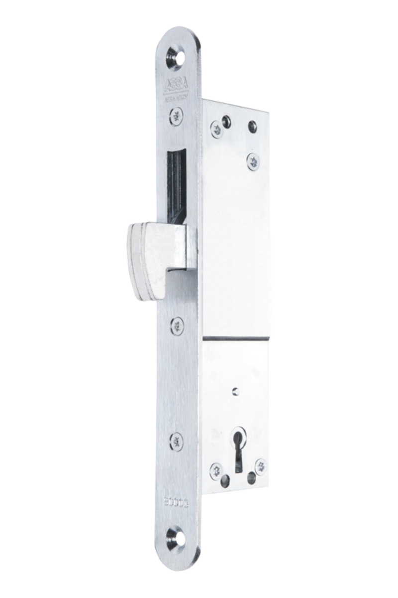 Godkänt tillhållarlåshus till smalprofildörrar ASSA 90003