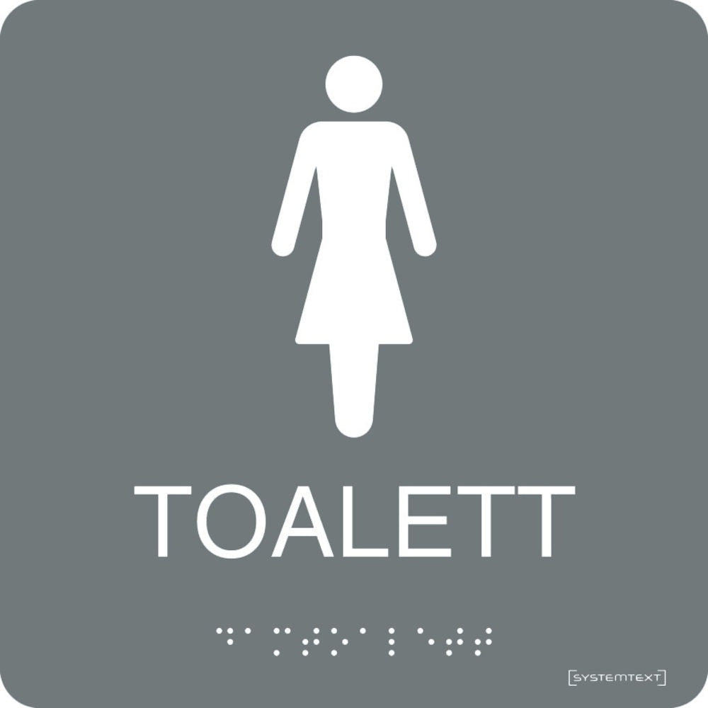 Taktil skylt "Toalett Dam" Grå – St George