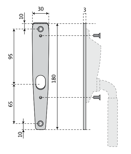 Underläggsbricka ASSA 4926 till ASSA 844-S / 876-S - Teknisk ritning med mått