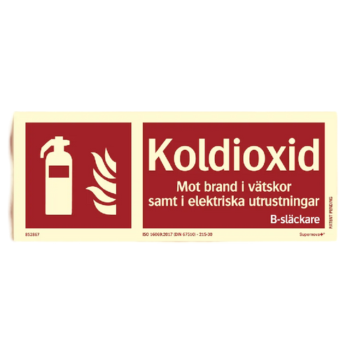 Färgefterlysande Brandskylt "Koldioxid" - Supernova®
