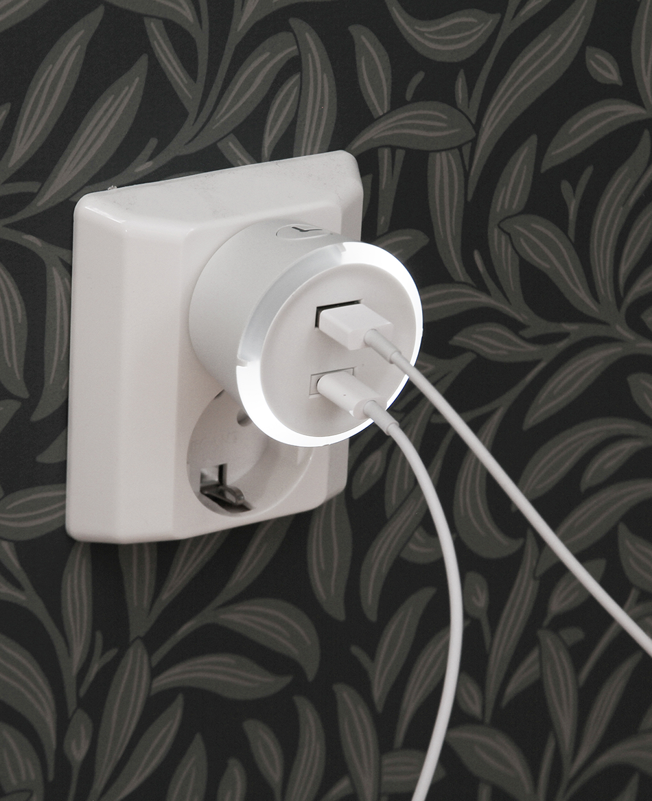 USB A+C laddare med timer CAPiDi Vit