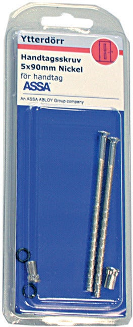 Handtagsskruv inklusive hylsmutter 5 x 90 mm - Nickel